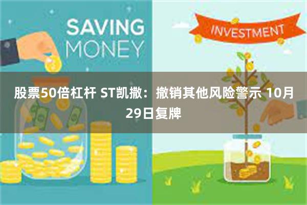 股票50倍杠杆 ST凯撒:撤销其他风险警示 10月29日复牌