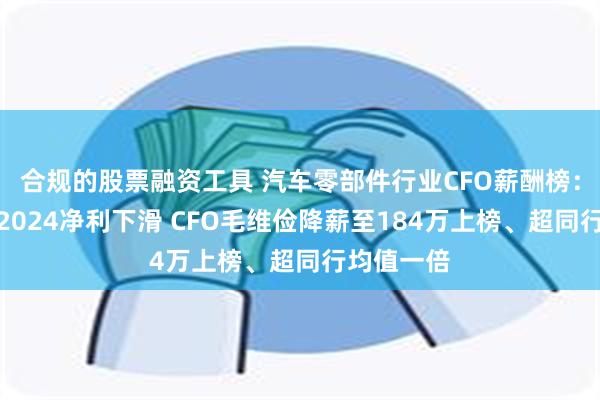 合规的股票融资工具 汽车零部件行业CFO薪酬榜：华域汽车2024净利下滑 CFO毛维俭降薪至184万上榜、超同行均值一倍